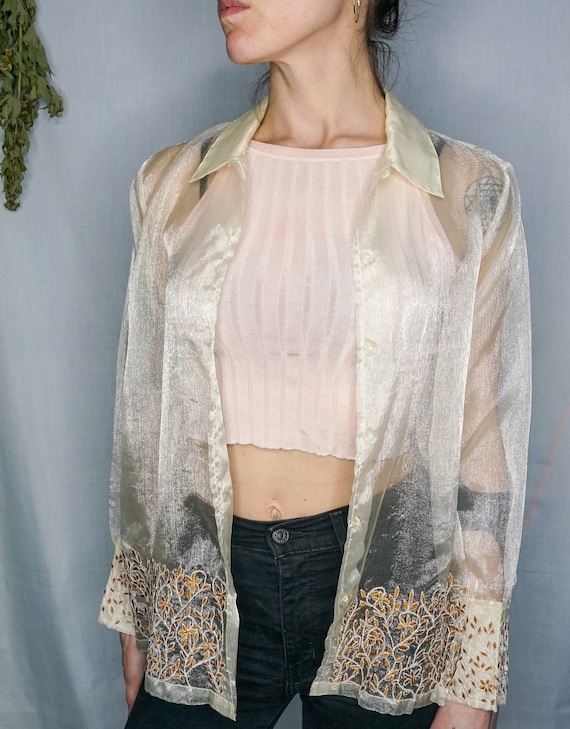 Vintage 1970s Sheer Blouse Size Small - Large