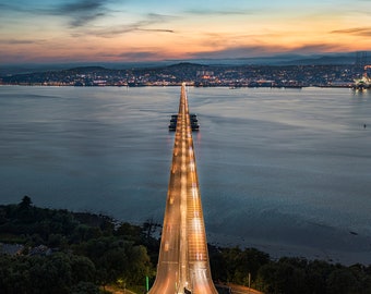 Dundee Aerial Dusk, Scotland - A3, A2 or A1 Scottish Fine Art Photo Print Signed - Free UK Delivery