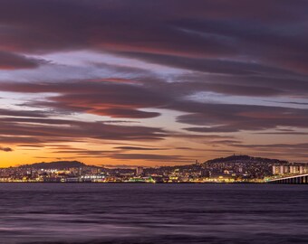 Dundee Sunset Art Print, Scotland, River Tay, Cloudy Sky