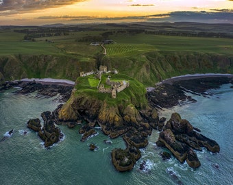 Dunnottar Castle Aerial Print, Stonehaven Scotland, Fine Art Photography