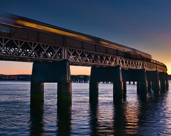 Tay Rail Bridge Sunset Print, Dundee Scotland, Fine Art Photo
