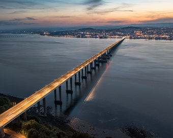 Dundee Aerial Dusk, Scotland - A3, A2 or A1 Scottish Fine Art Photo Print Signed - Free UK Delivery