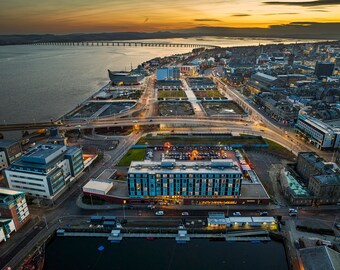 Dundee Scotland Sunset Photo Print, City Quay Fine Art, V&A Dundee