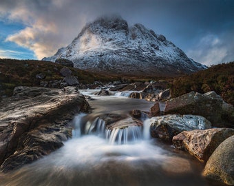 A5 Greeting Card featuring Unique Scotland Landscape - Etive Mor & River Coupall, Glen Coe