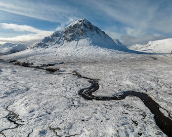 Winter at Buachaille Etive Mor, Glen Coe, Scotland - A3, A2 or A1 Scottish Fine Art Photo Print Signed - Free UK Delivery