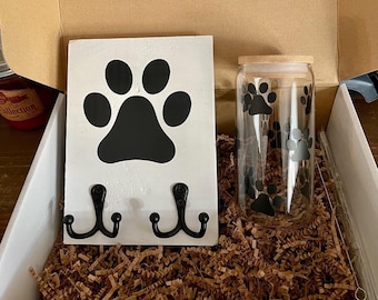 Gift box for women, Gift box for her, Gift box for dog mom, Wooden Dog Leash Holder Sign, Gift box for birthday, Gift box for employees