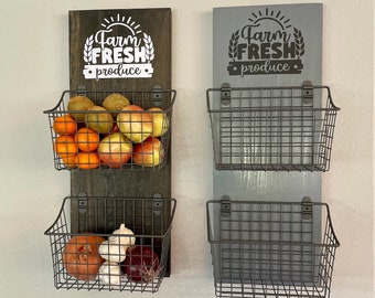 Produce Basket, Fruit and Vegetable basket, Produce Sign, Produce Storage Sign, Produce Basket Sign, Fruit and Vegetable Storage Baskets.