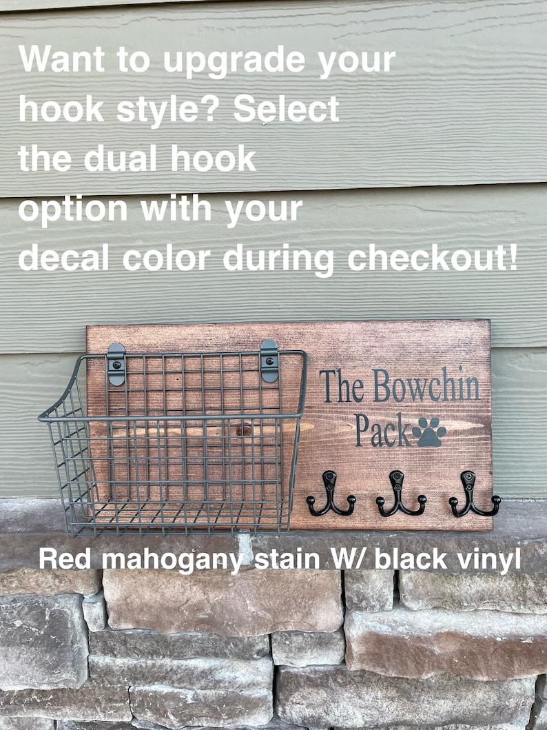 Personalized Wooden Dog Leash Holder Sign For Pet Parents image 3