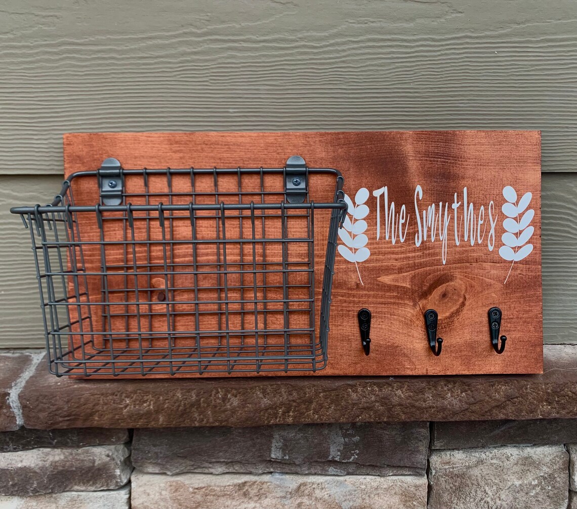 Personalized wooden key ring holder for wall Etsy