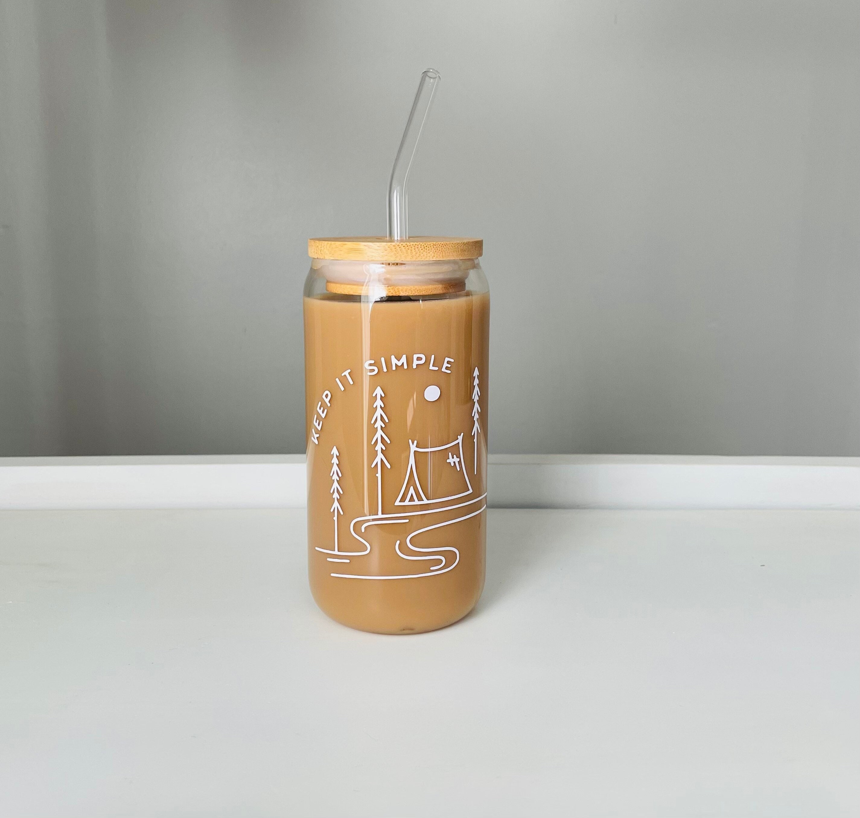 Personalized Glass Can Tumbler with Lid and Straw – Plant Box Co