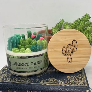 Desert Oasis Cactus Cacti Succulent Terrarium Handmade Soy Candle/Gifts for Plant Lovers/Gifts for Her/Gifts for Him