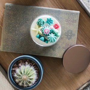 Desert Rose Cactus Cacti Succulent Terrarium Handmade Soy Candle/Gifts for Plant Lovers/Gifts for Her/Gifts for Him image 7