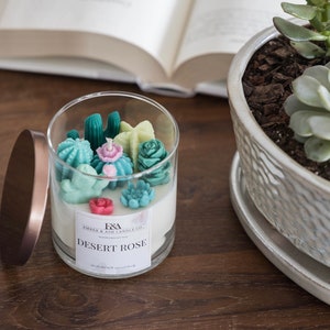 Desert Rose Cactus Cacti Succulent Terrarium Handmade Soy Candle/Gifts for Plant Lovers/Gifts for Her/Gifts for Him image 5