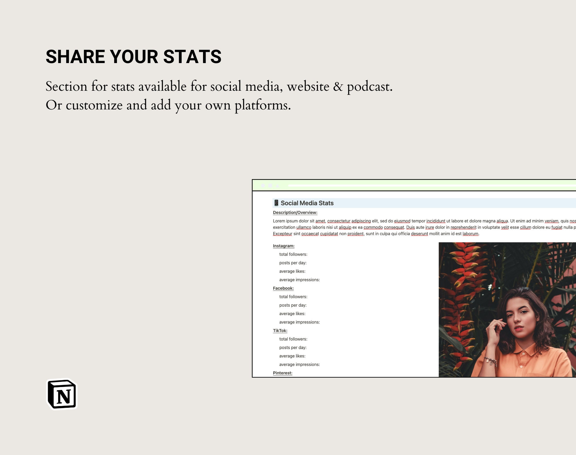 Media Kit Notion Template | Notion | Organization | for Influencers ...