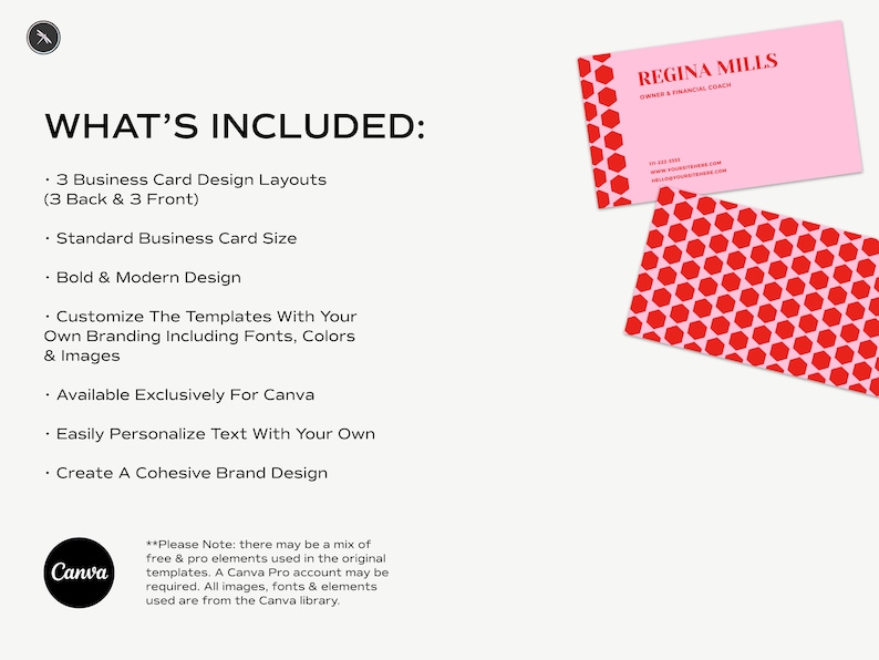 Regina Business Card Template Canva Business Card Print Design Template Modern & Bold Biz Card