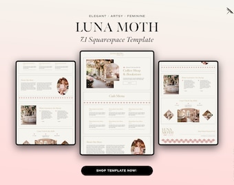 Luna Moth Squarespace Template  | Coffee Shop, Restaurant Website | Squarespace 7.1 Fluid Engine Website Template | Elegant, Ethereal