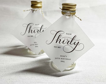 Talk Thirty to Me Favour Tag | Vellum Personalised 30th Birthday Party Shot Drink Tag