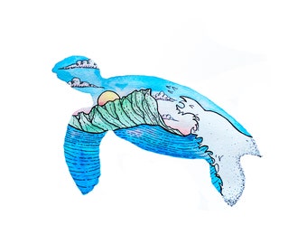 Hawaii Sea Turtle 12"x9" Art Print