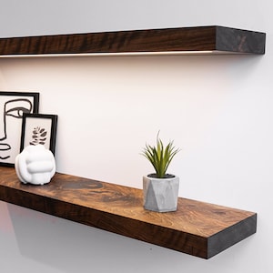 Custom Walnut Floating Shelves, Floating Book Shelves, Floating Shelves with Bracket, White Oak Floating Shelves, Wood Floating Shelf