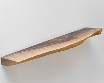 Mensole galleggianti in noce con bordo naturale, mensole galleggianti in legno industriale di recupero, mensole galleggianti robuste in stile rustico, mensola per il bagno