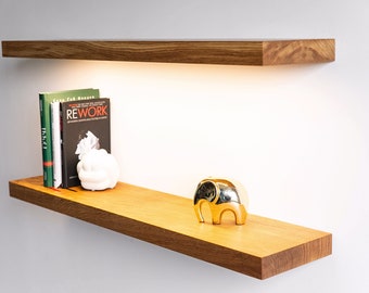 Custom Walnut Floating Shelves, Floating Book Shelves, Floating Shelves with Bracket, White Oak Floating Shelves, Wood Floating Shelves