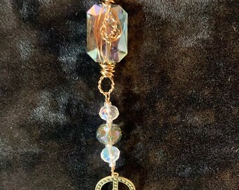 Envoltura de alambre de latón / Técnica mixta Adorno de signo de paz / Atrapasoles / Joyería de ventana