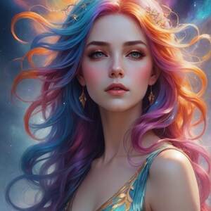 クロスステッチパターン、長い髪の女性、魔法の人物、長い髪をなびかせた女性、印刷可能なPDF、インスタントダウンロード、ステッチチャート