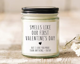 Our First Valentine's Day Candle Valentine Home Decor Gift for Couple's Gift for Her Valentines Day Gift Valentines Gift for Boyfriend