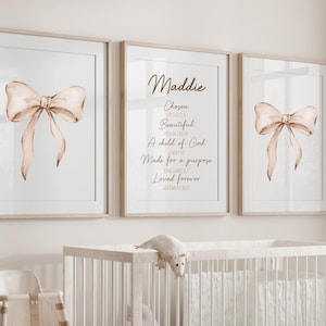 Christian Nursery Wall Art Set of 3 - Personalized Baby Name Print - Bible Verse Decor - Faith Baby Room -Scripture Wall Art