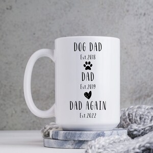 Dog dad to dad again coffee mug,Pregnancy announcement for husband,Gift for dad again,Second time dad gift,Baby again gift,Baby reveal gift