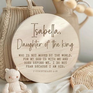 Christian Baby Announcement Sign | 2 Corinthians 6:18 | Daughter of the King Nursery Decor | Faith Pregnancy Reveal Gift
