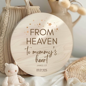 From Heaven to Mommy’s Heart Sign – Christian Baby Birth Announcement – Personalized Nursery Decor – James 1:17 – Custom Baby Gift