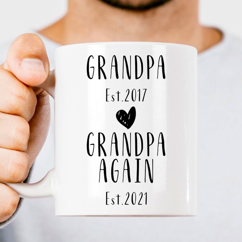 Grandpa Again Custom Date Coffee Mug For Second Time Grandpas