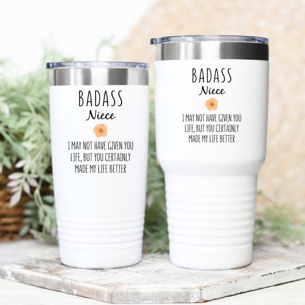 Badass Niece tumbler,Niece appreciation mug,Niece gift from aunt,Niece gift from uncle,16th birthday gift for niece,Christmas gift for niece