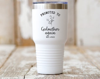 Pregnancy Announcement Gift For Godmother Again Gift Second Time Godmom Baby Reveal Tumbler Godmother Again To Be Baby Again Announcement