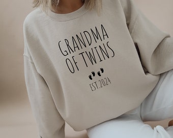 Grandma of Twins Sweatshirt Twin Pregnancy Announcement Twin Grandma Gift  Twins Grandma Sweatshirt Reveal Gift For Grandma Expecting Twins