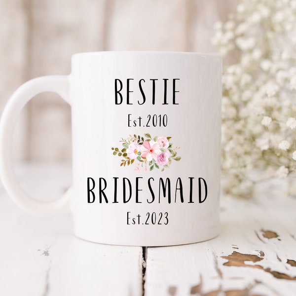 Bestie to Bridesmaid reveal coffee mug,Custom wedding announcement,Promoted to Bridesmaid,Gift from bride to best friend