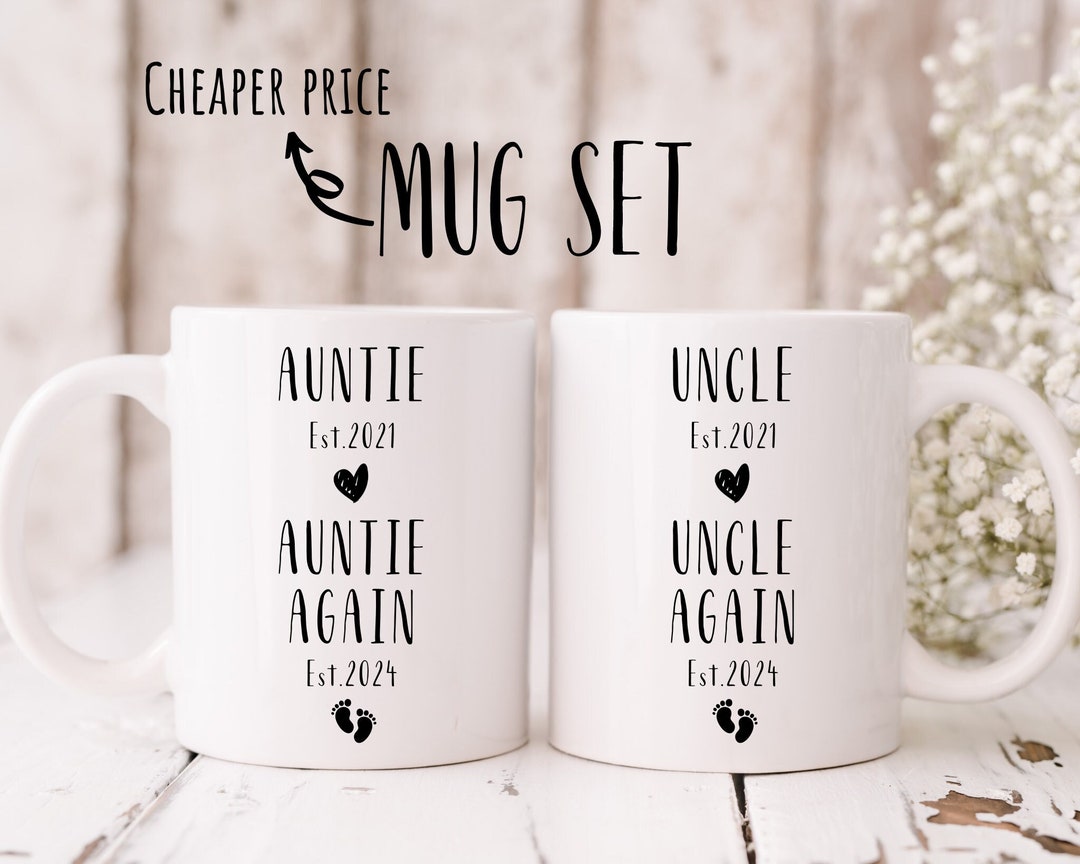 Pregnancy Announcement Aunt and Uncle Mug Set Baby Again Announcement ...