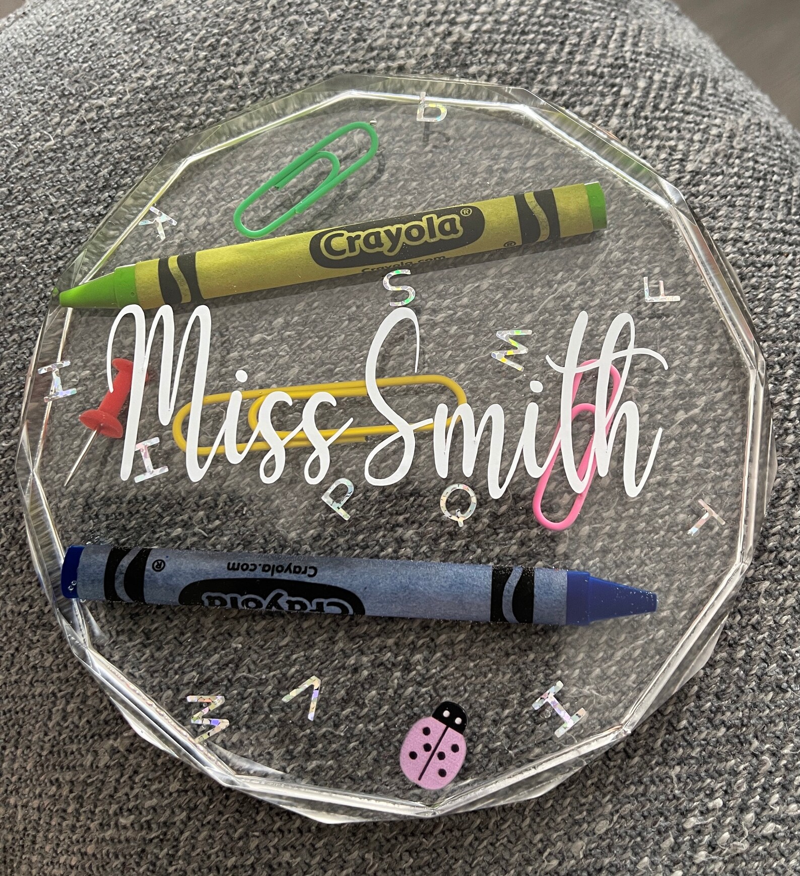 Teacher Gift Personalised Resin Coaster with crayons and paper Etsy