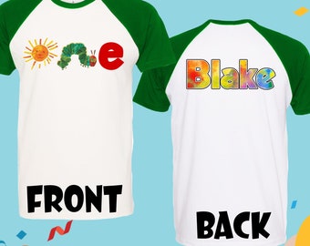 Hungrige Raupe Ein Baby erster Geburtstag, sehr hungrige Raupe erster Geburtstag, süßes Baby-Shirt Personalisierter Name und Alter