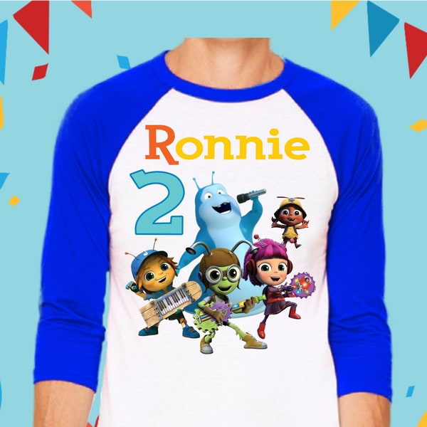 Beat Bug Custom Birthday Shirt Beat Bug themed Custom Birthday Party Shirt Raglan - Unisex - Crick - Kumi - Jay - Waler - Buzz Shirt Kids