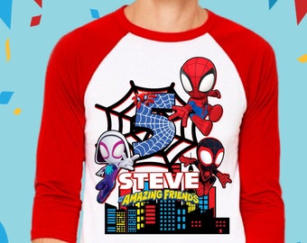 Spiderman Inspired Birthday T Shirt, Spidey & His friends theme Party, Personalized shirt, Gift Birthday Shirt, family tees Miles Ghost