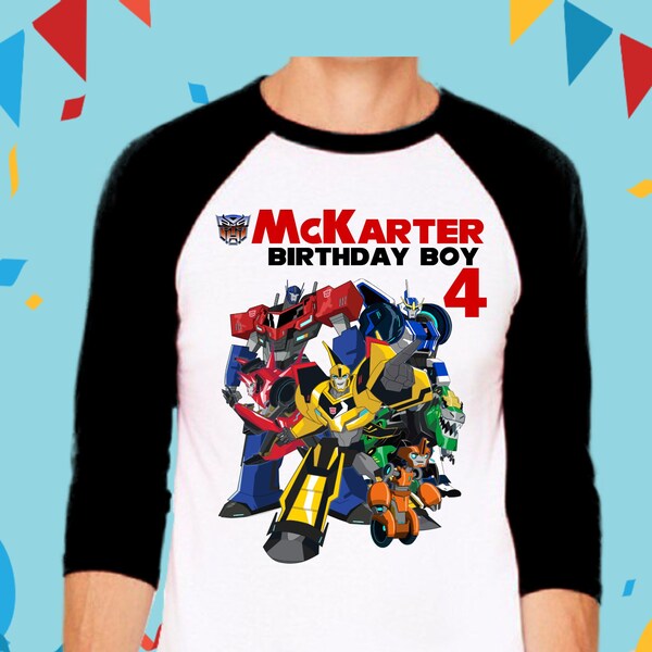 Rescue Bots Birthday T Shirt, Transformers Party Theme, Personalized shirts for kids, Family Tees for birthday gifts, Raglan T shirt Unisex