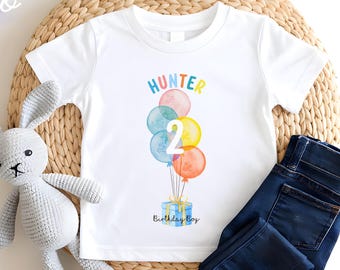 Personalized Rainbow Balloon Birthday Shirt: Custom Name Age Tri-blend Tee