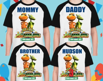 Dinosaur Train Birthday Shirt, Dino Train Raglan, Dinosaur Train Family Matching, Dinosaur Train Buddy, Personalized shirt Unisex name&age