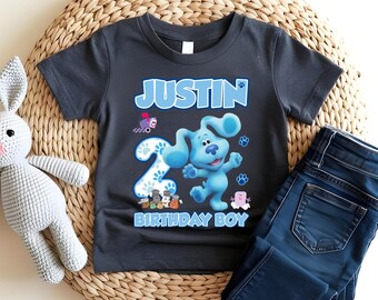 Personalized Blue Dog Birthday Shirt: Tri-Blend Raglan Tee