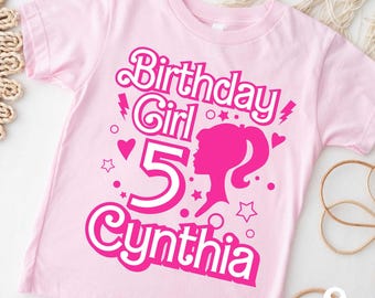 Personalized Doll Birthday T-Shirt: Barb Theme Party, Gift for Girls