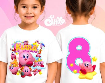 Personalized Kirbi Birthday T-Shirt: Kirbi Game Theme Party, Gift for Kids