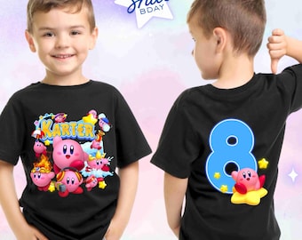 Personalized Kirbi Birthday T-Shirt: Kirbi Game Theme Party, Gift for Kids