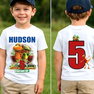Personalized Dinosaur Birthday Shirt: Personalized Raglan Tee, Dinoo Train Party Theme